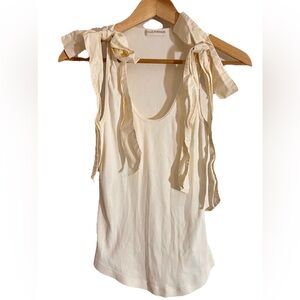 Ulla Johnson Cream Bow Sleeveless Knit Bailey Blouse Size Small Women's Tank Top